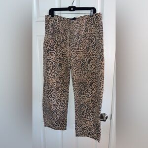 GAP Leopard Print Pull on Barrel Denim Pants